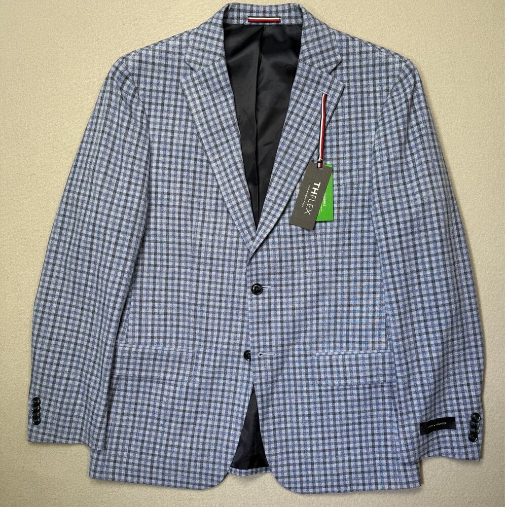 Tommy Hilfiger Men's Modern-Fit Windowpane Sport Coat blue charcoal 40R $295